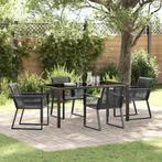 vidaXL Tuin Eetset 5 pcs Zwart Poly riet, Tuin en Terras, Tuinsets en Loungesets, Verzenden, Nieuw, Rotan