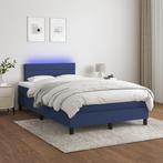 vidaXL Boxspring met matras en LED stof blauw 120x200 cm, Huis en Inrichting, Nieuw, Twijfelaar, 120 cm, 200 cm