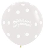 Ballonnen Communie Polka Dots Crystal Clear 91cm 2st, Hobby en Vrije tijd, Feestartikelen, Verzenden, Nieuw