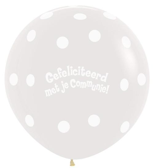 Ballonnen Communie Polka Dots Crystal Clear 91cm 2st, Hobby en Vrije tijd, Feestartikelen, Nieuw, Verzenden