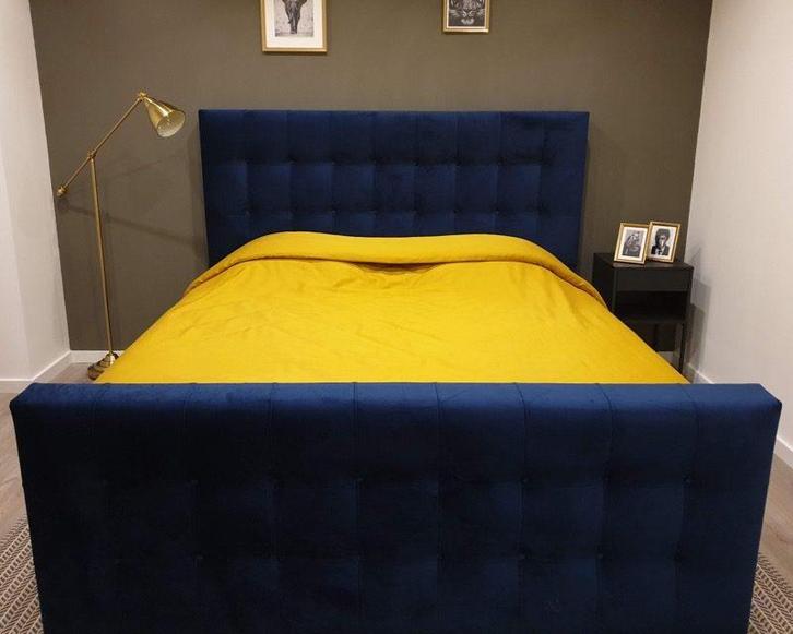Boxspring Sofia Velvet Blue - 200 x 220, Huis en Inrichting, Slaapkamer | Boxsprings