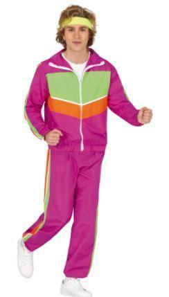 Jaren 80 Retro Trainingspak heren roze, Hobby en Vrije tijd, Feestartikelen, Feestartikel, Nieuw, Verzenden