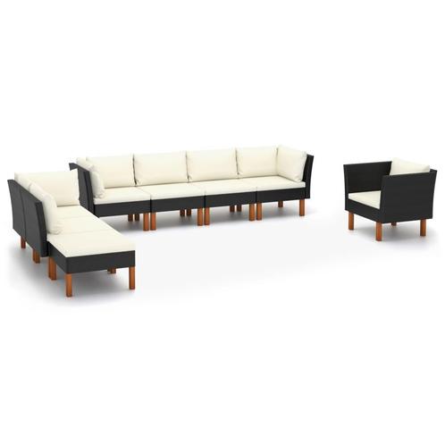 vidaXL 8-delige Loungeset poly rattan en eucalyptushout, Tuin en Terras, Tuinsets en Loungesets, Loungeset, Nieuw, Rotan, Verzenden