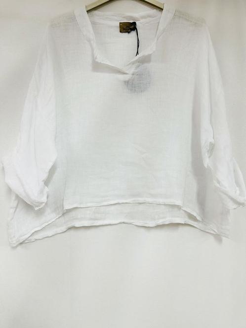 Mooi linnen korte - cropped top - v-hals hals - kraagje -, Kleding | Dames, T-shirts