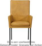 Set van 8 Bruine leren moderne eetkamerstoelen - poot vierka, Huis en Inrichting, Stoelen, Overige kleuren, Nieuw, Leer, Ophalen of Verzenden