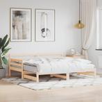 vidaXL Slaapbank met onderschuifbed 90x190 cm massief, 90 cm, Eenpersoons, Bruin, Verzenden
