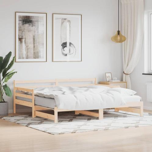 vidaXL Slaapbank met onderschuifbed 90x190 cm massief, Huis en Inrichting, Slaapkamer | Bedden, 90 cm, 190 cm of minder, Bruin
