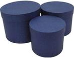 Bloemendoos Set van 3 rond Blauw flowerbox cadeau doos, Ophalen of Verzenden, Nieuw