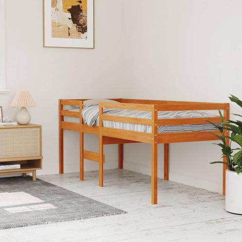 vidaXL Hoogslaper massief grenenhout wasbruin 90x200 cm, Huis en Inrichting, Slaapkamer | Bedden, 90 cm, 200 cm, Bruin, Eenpersoons