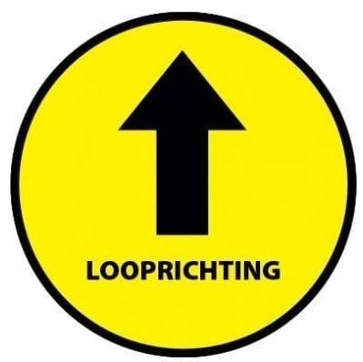 Vloersticker looprichting tekst geel, Huis en Inrichting, Brandblussers en Brandkasten, Verzenden