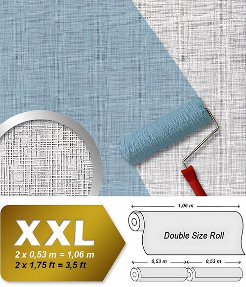 EDEM 80350BR60 Behang linnen look vlies overschilderbaar, Huis en Inrichting, Stoffering | Behang, Verzenden