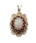 10 kt. Goud - Hanger - 0.61 ct Opaal - Granaatstenen