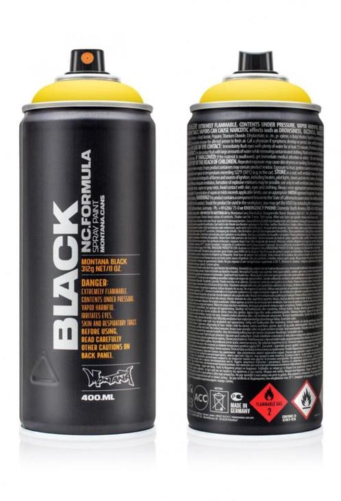 Montana Black BLK1025 Kicking Yellow 400 ml, Doe-het-zelf en Verbouw, Verf, Beits en Lak, Nieuw, Ophalen of Verzenden