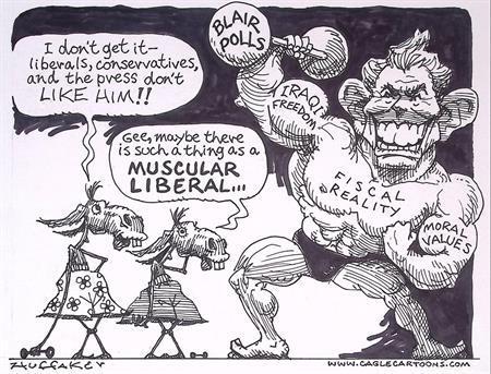 Pentekening Amerika - Gespierde liberaal (lijst optie), Antiek en Kunst, Kunst | Tekeningen en Foto's, Verzenden