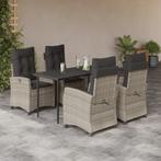 vidaXL 5-delige Tuinset met kussens poly rattan lichtgrijs, Tuin en Terras, 4 zitplaatsen, Nieuw, Tuinset, Verzenden