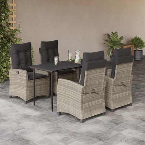 vidaXL 5-delige Tuinset met kussens poly rattan lichtgrijs, Tuin en Terras, Tuinsets en Loungesets, Tuinset, Nieuw, 4 zitplaatsen