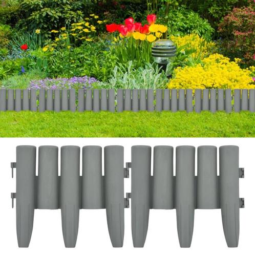 vidaXL Gazonranden 36 st 10 m PP grijs, Tuin en Terras, Overige Tuin en Terras, Nieuw, Verzenden