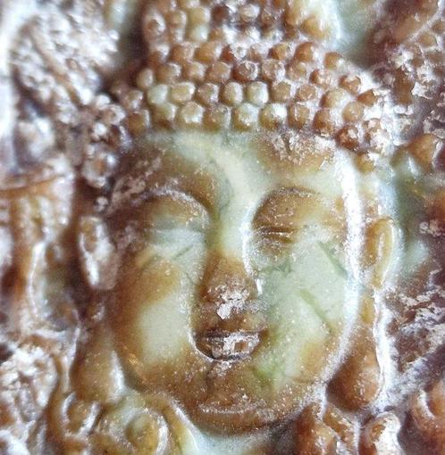 Oud-Chinees Groene jade Boeddha Hoofd Kraal Talisman - 61 mm, Antiek en Kunst, Antiek | Overige Antiek