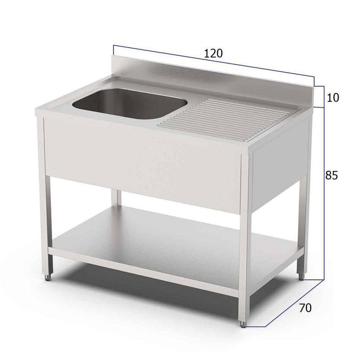 HCB Spoeltafel - enkele spoelbak links - 120 cm - RVS, Zakelijke goederen, Horeca | Keukenapparatuur, Nieuw in verpakking, Overige typen