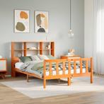 vidaXL Bed met boekenkast zonder matras grenenhout wasbruin, Huis en Inrichting, Slaapkamer | Bedden, Bruin, Verzenden, 140 cm
