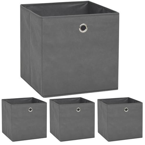 vidaXL Opbergboxen 4 st 32x32x32 cm nonwoven stof grijs, Huis en Inrichting, Woonaccessoires | Kisten, Nieuw, Verzenden