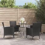 vidaXL 5-delige Bistroset met kussens poly rattan zwart, Verzenden, Nieuw, Rotan, 4 zitplaatsen