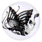 Fako Bijoux® - Click Button - Glas - Vlinder Zwart/Wit, Verzenden, Nieuw