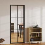 vidaXL Binnendeur 76x201,5 cm ESG-glas en aluminium zwart, Verzenden, Nieuw
