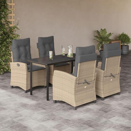 vidaXL 5-delige Tuinset met kussens poly rattan gemengd, Tuin en Terras, Tuinsets en Loungesets, Tuinset, Nieuw, 4 zitplaatsen