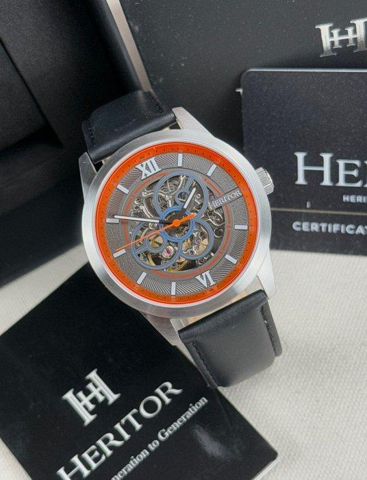 Heritor - Automatic Jomas Semi-Skeleton - Silver/Orange -, Sieraden, Tassen en Uiterlijk, Horloges | Heren