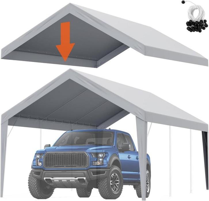 Carport - Overkapping auto - 3,7x6,1m - Grijs - VEVOR, Tuin en Terras, Overige Tuin en Terras, Nieuw, Verzenden