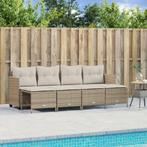 vidaXL 5-delige Loungeset met kussens poly rattan beige, Verzenden, Nieuw, Rotan, Loungeset