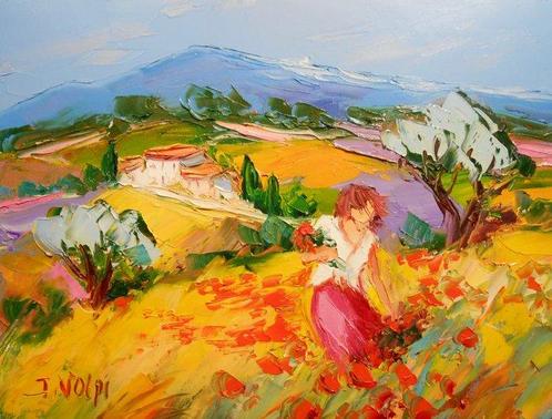 Jacques Volpi (1948) - Cueillette au Mont Ventoux en, Antiek en Kunst, Kunst | Schilderijen | Klassiek