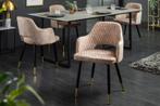 Elegante stoel PARIS grijs fluweel decoratief quilten en, Ophalen of Verzenden, Nieuw