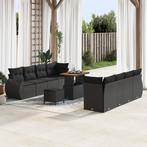 vidaXL 11-delige tuinset met kussens in zwart poly rattan en, Tuin en Terras, Verzenden, Nieuw, Rotan, Tuinset