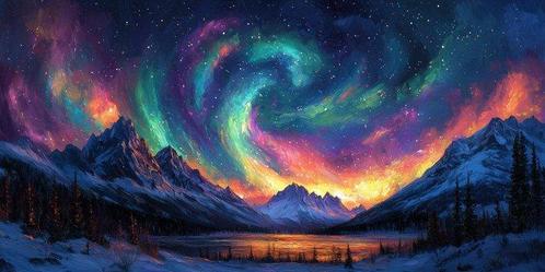 Iconica - Aurora’s Embrace · XXL, Antiek en Kunst, Kunst | Schilderijen | Modern