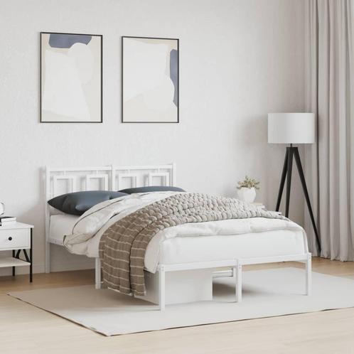 vidaXL Bedframe met hoofdbord metaal wit 120x190 cm, Huis en Inrichting, Slaapkamer | Bedden, 120 cm, 190 cm of minder, Wit, Twijfelaar