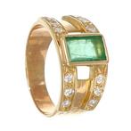 Ring Geel goud, Smaragd 0,75 ct - Diamanten 0,42 ct Diamant