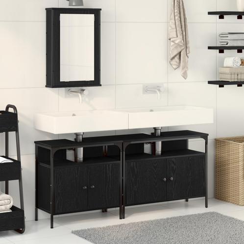 vidaXL 3-delige badkamermeubelen set zwart eiken, Huis en Inrichting, Badkamer | Badkamermeubels, Nieuw, Verzenden