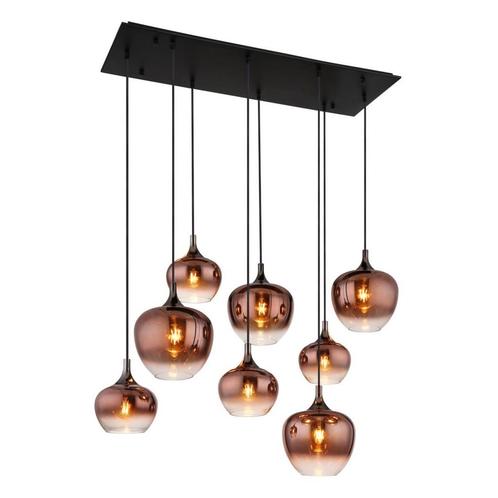 Hanglamp MAXY 105.0 cm 8-lichts Zwart, Koper, Huis en Inrichting, Lampen | Hanglampen, 75 cm of meer, Nieuw, Metaal, Ophalen of Verzenden