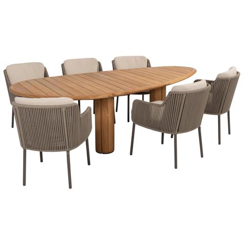 Corsica Bernini dining tuinset 240x130xH75 cm 7 delig teak, Tuin en Terras, Tuinsets en Loungesets, Nieuw, Ophalen of Verzenden