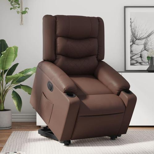 vidaXL Sta-op-stoel elektrisch kunstleer bruin, Huis en Inrichting, Fauteuils, Nieuw, Verzenden