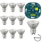 10 LED GU10 spot Lybardo | 8 watt 3000K + LED dimmer 3-175W, Verzenden, 60 watt of meer, Overige typen, Nieuw