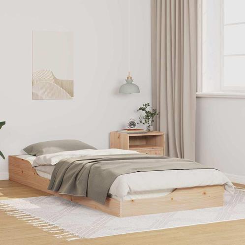 vidaXL Bedframe Bruin 100 x 220 cm Massief grenenhout, Huis en Inrichting, Slaapkamer | Bedden, Beige, Nieuw, Hout, Verzenden