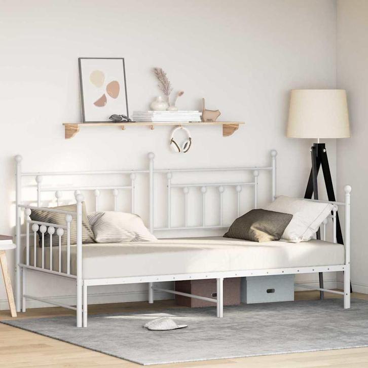 vidaXL Bedframe voor een daybed Wit 90 x 190 cm Staal, Huis en Inrichting, Slaapkamer | Bedden, Wit, Nieuw, Metaal, Verzenden