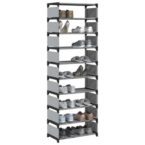 vidaXL Schoenenrek 10-laags 54x28x158 cm nonwoven stof grijs, Huis en Inrichting, Kasten | Schoenenrekken, Nieuw, Verzenden