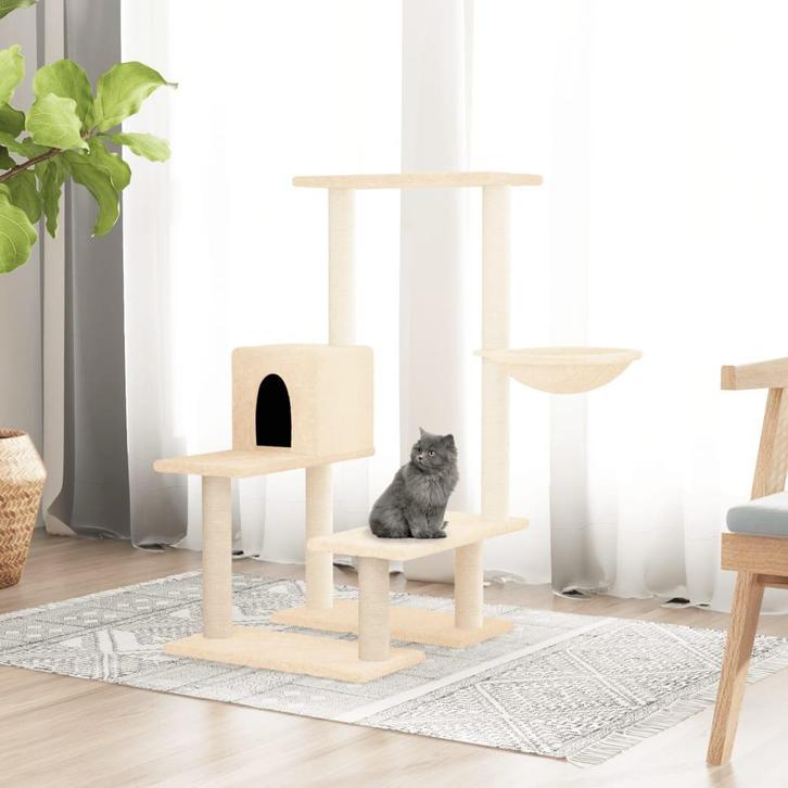 vidaXL Kattenmeubel met sisal krabpalen 94,5 cm crèmekleurig, Dieren en Toebehoren, Katten-accessoires, Nieuw, Verzenden