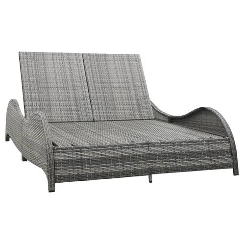 vidaXL Ligbed tweepersoons met kussen poly rattan antraciet, Tuin en Terras, Ligbedden, Nieuw, Verzenden