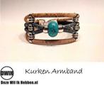 Kurken armband 32 naturel / blauw,  blauwe siersteen, Verzenden, Nieuw