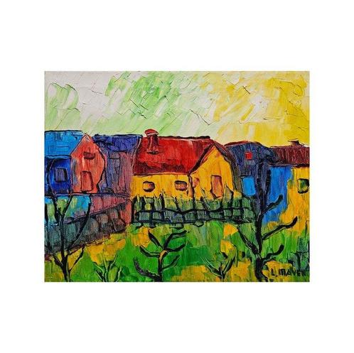 European School (XX) - Houses under the electric sky, Antiek en Kunst, Kunst | Schilderijen | Klassiek